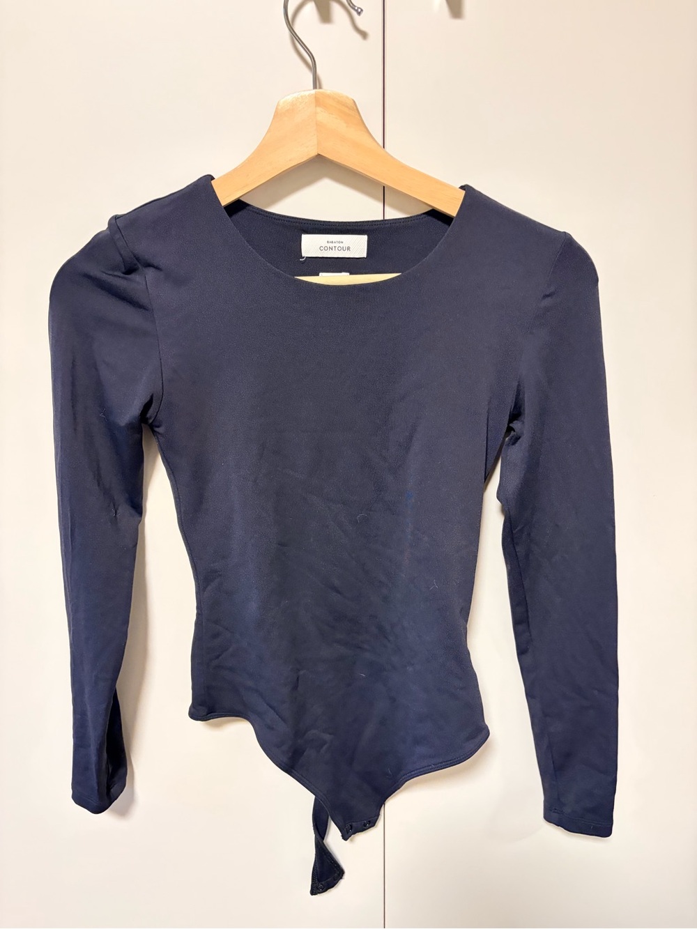 Babaton Navy Long-Sleeve Stretch Bodysuit